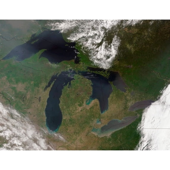 Satellite view of The Great Lakes Poster Print by Stocktrek Images