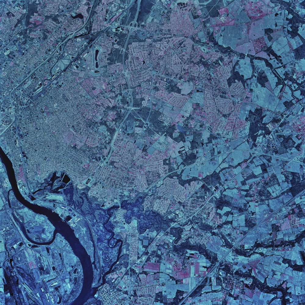 Satellite view of Trenton New Jersey Canvas Art - Stocktrek Images (28 x 28)