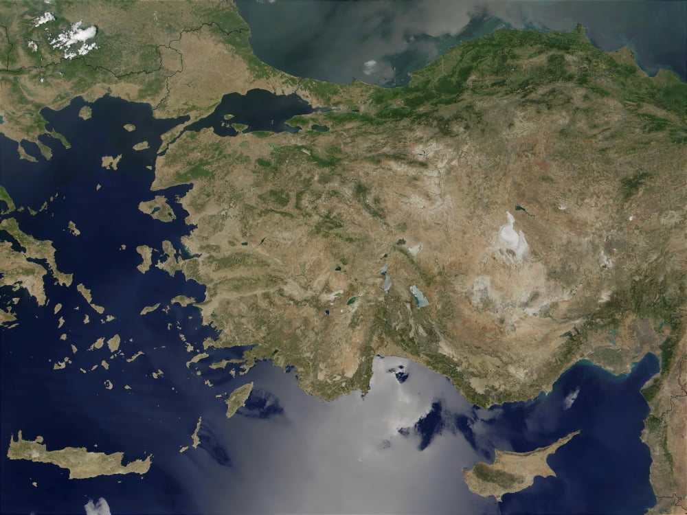 Satellite view of Turkey Canvas Art - Stocktrek Images (32 x 24)
