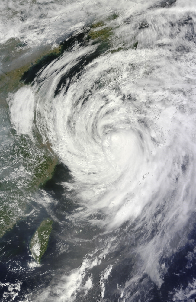Satellite view of Typhoon Neoguri over the East China Sea Canvas Art - Stocktrek Images (23 x 35)