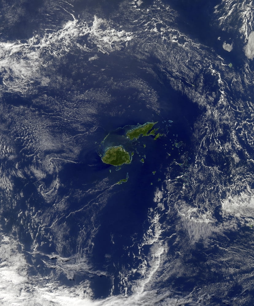 Satellite view of Vanua Levu the second largest island of Fiji Canvas Art - Stocktrek Images (26 x 31)