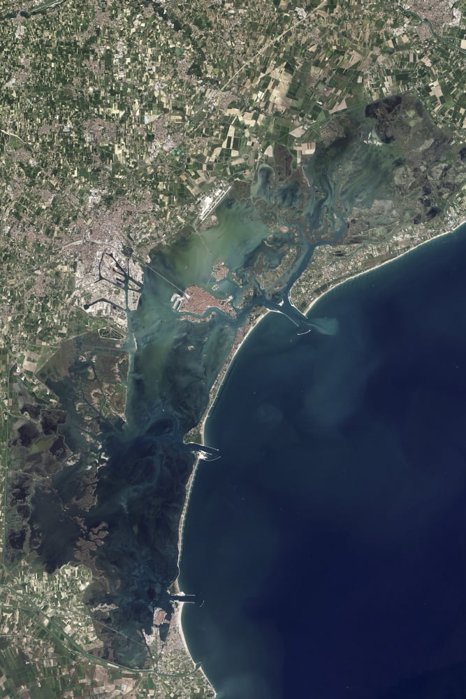 Satellite view of Venice and the Venetian Lagoon Canvas Art - Stocktrek Images (23 x 35)
