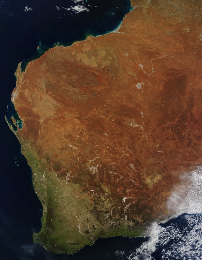 Satellite view of Western Australia Canvas Art - Stocktrek Images (25 x 32)