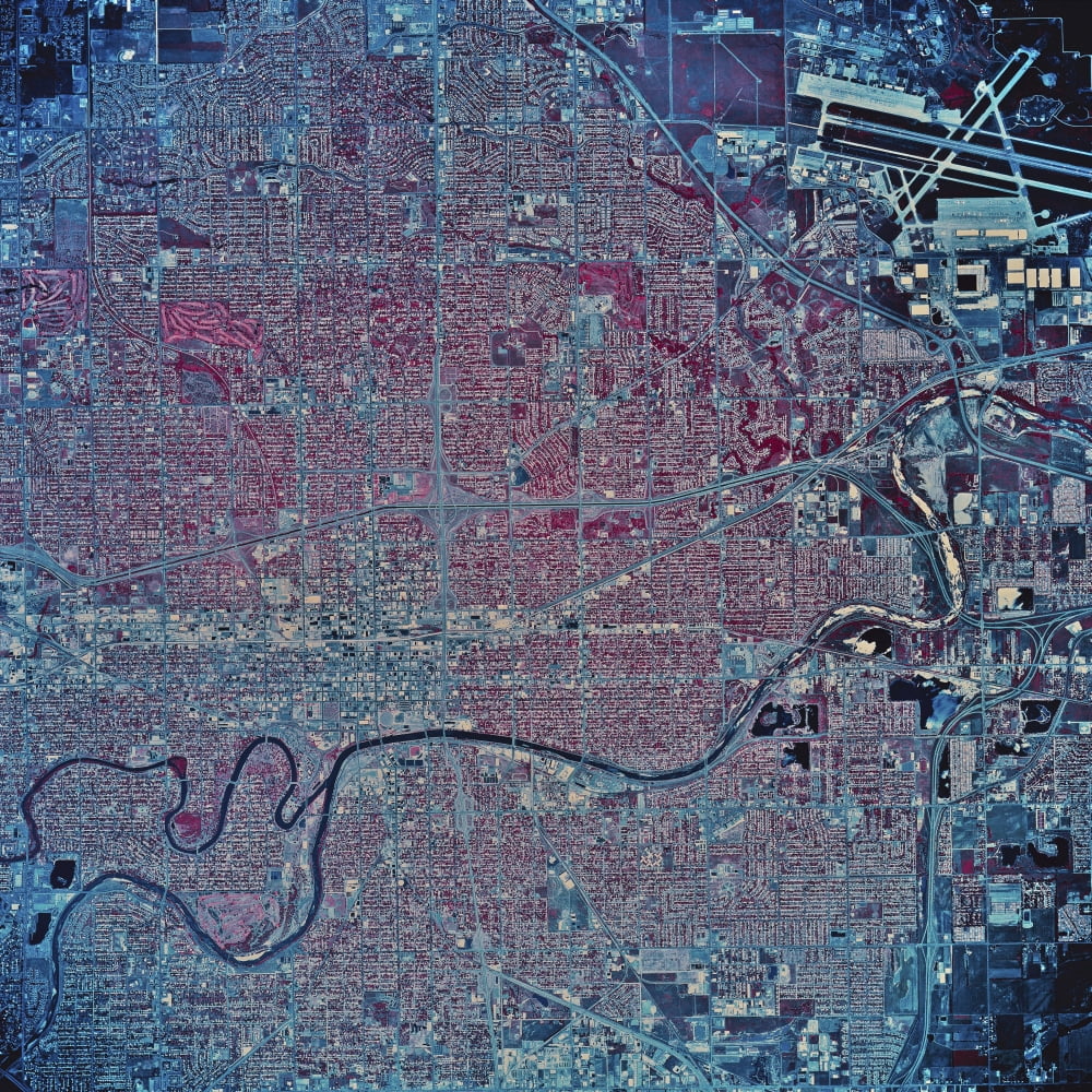 Satellite view of Wichita Kansas Canvas Art - Stocktrek Images (28 x 28)