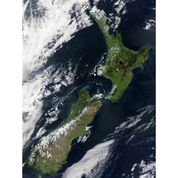 Satellite view of Zealand Poster Print