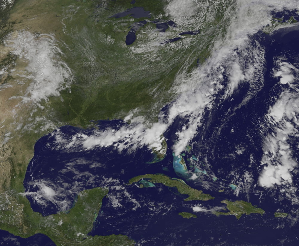 Satellite view of a cold front that brought clouds and thunderstorms to the coast Canvas Art - Stocktrek Images (31 x 26)