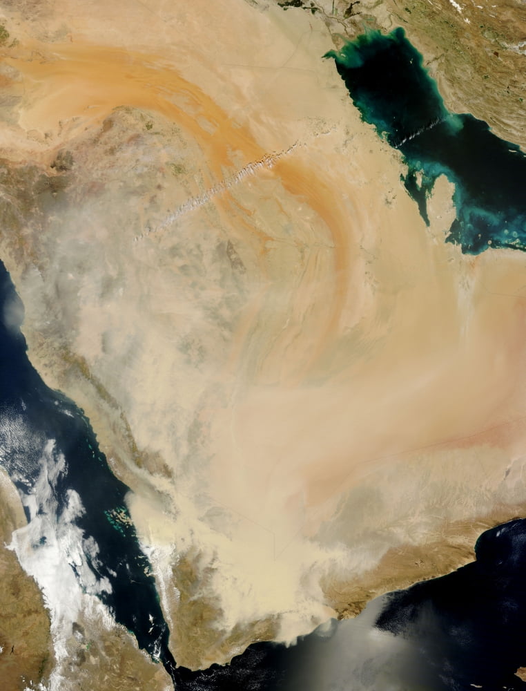 Satellite view of a dust storm in Saudi Arabia Canvas Art - Stocktrek Images (25 x 33)