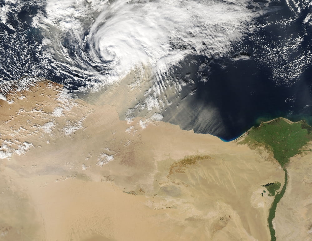 Satellite view of a dust storm over Egypt Canvas Art - Stocktrek Images (32 x 25)