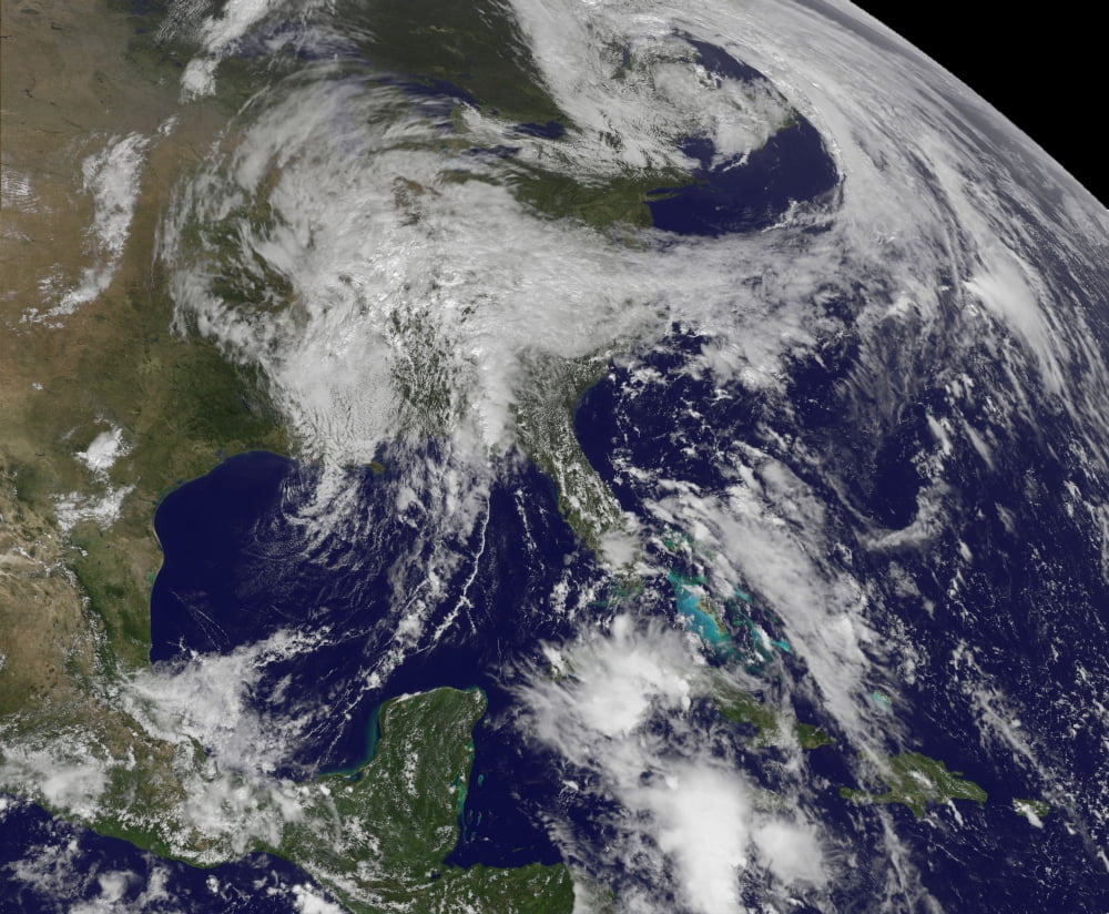 Satellite view of a low pressure area over the United States Canvas Art - Stocktrek Images (31 x 26)
