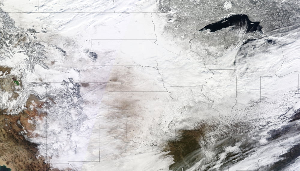 Satellite view of a massive winter storm over the United States Canvas Art - Stocktrek Images (37 x 21)