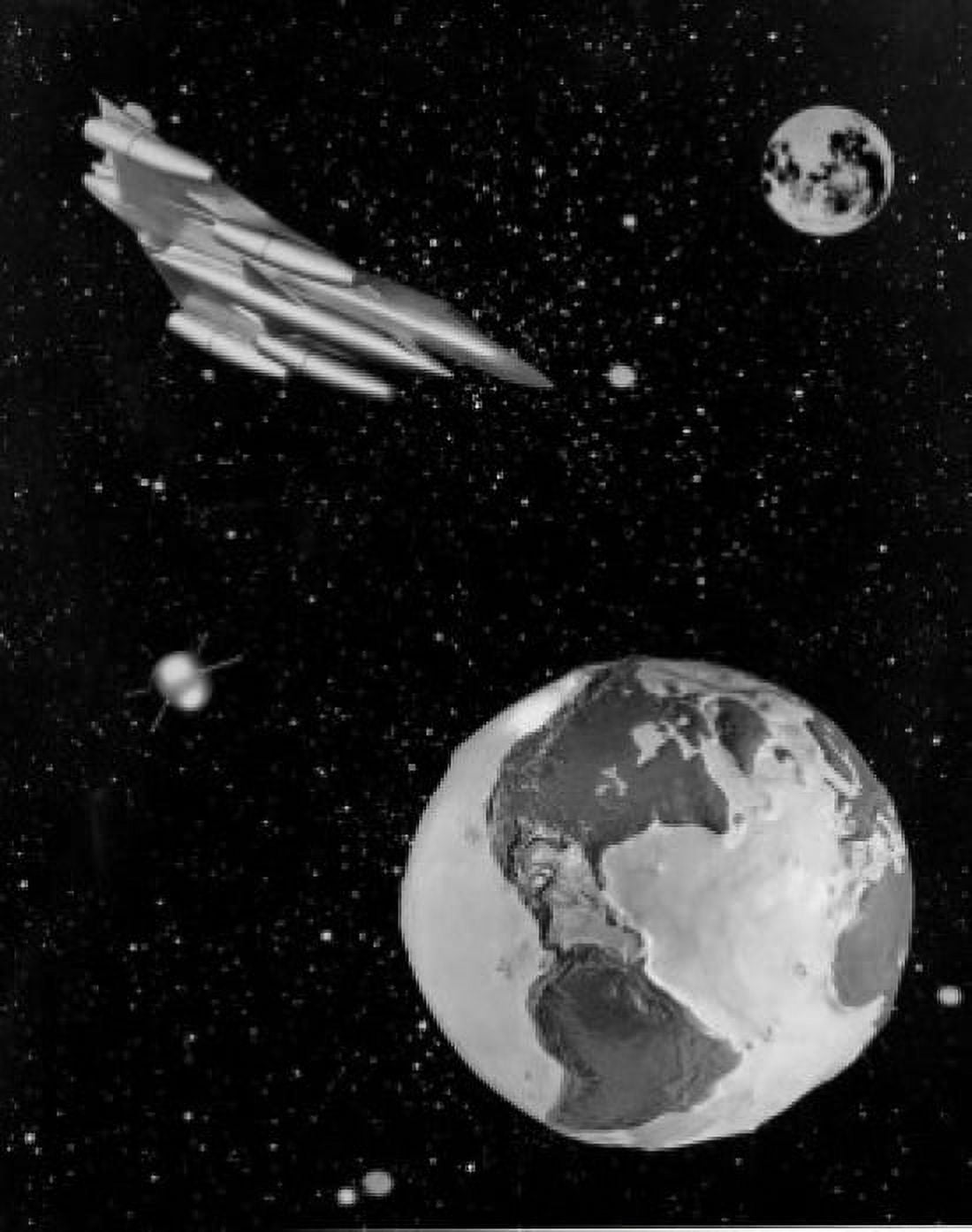Satellite view of a space shuttle orbiting the Earth Canvas Art - (24 x 36)