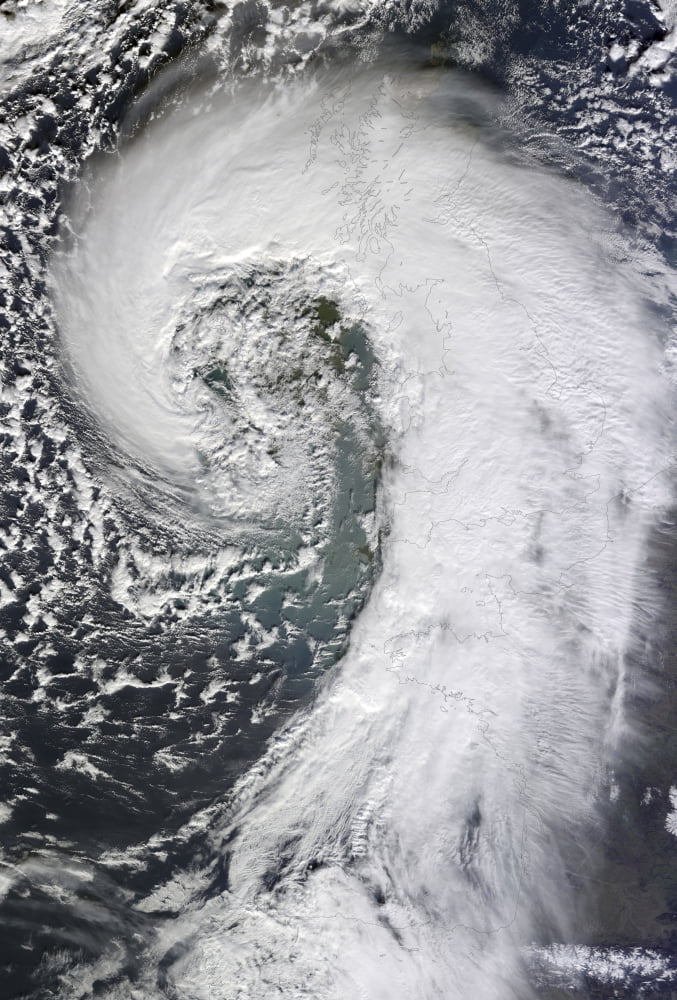 Satellite view of an extratropical cyclone Canvas Art - Stocktrek Images (23 x 34)