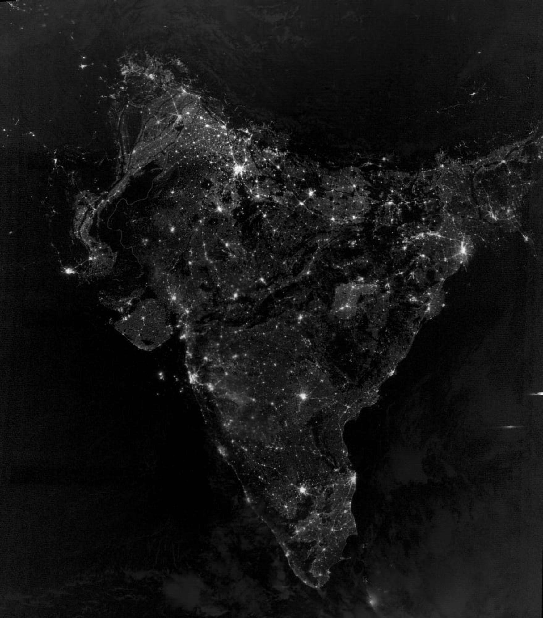 Satellite view of city village and highway lights in India Canvas Art - Stocktrek Images (26 x 30)