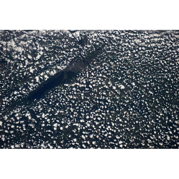Satellite view of scattered clouds over landscape near Valavsk, Homiel Province, Belarus Poster Print by Panoramic Images (24 x 18)