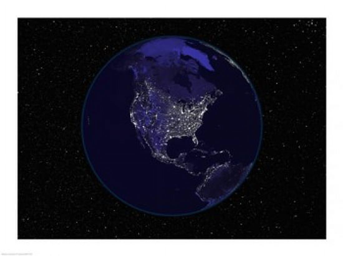 Satellite view of the Earth showing city lights at night Canvas Art - (24 x 18)