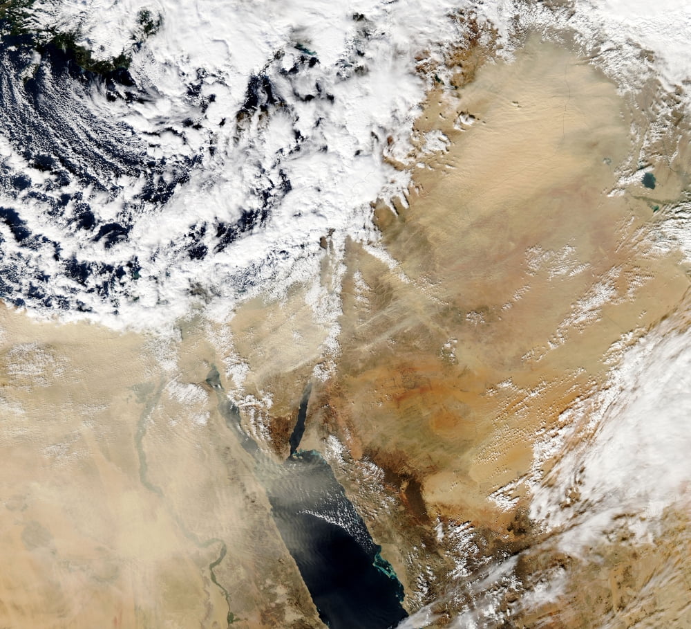 Satellite view of the Eastern Mediterranean Canvas Art - Stocktrek Images (30 x 27)