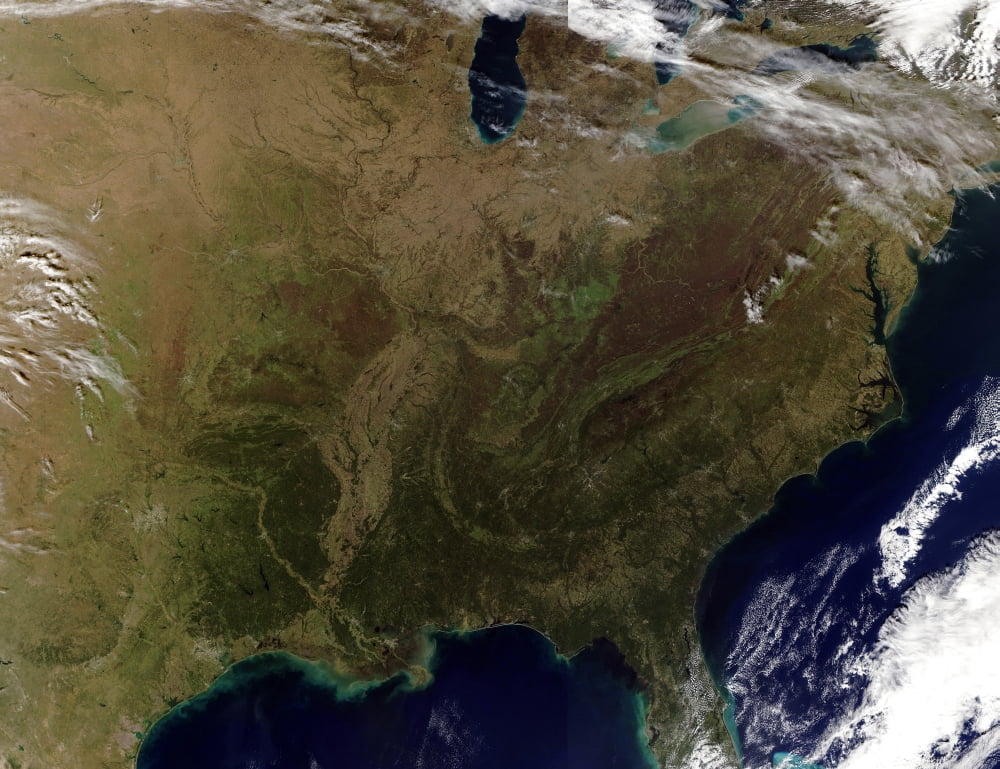 Satellite view of the Eastern United States Canvas Art - Stocktrek Images (32 x 24)