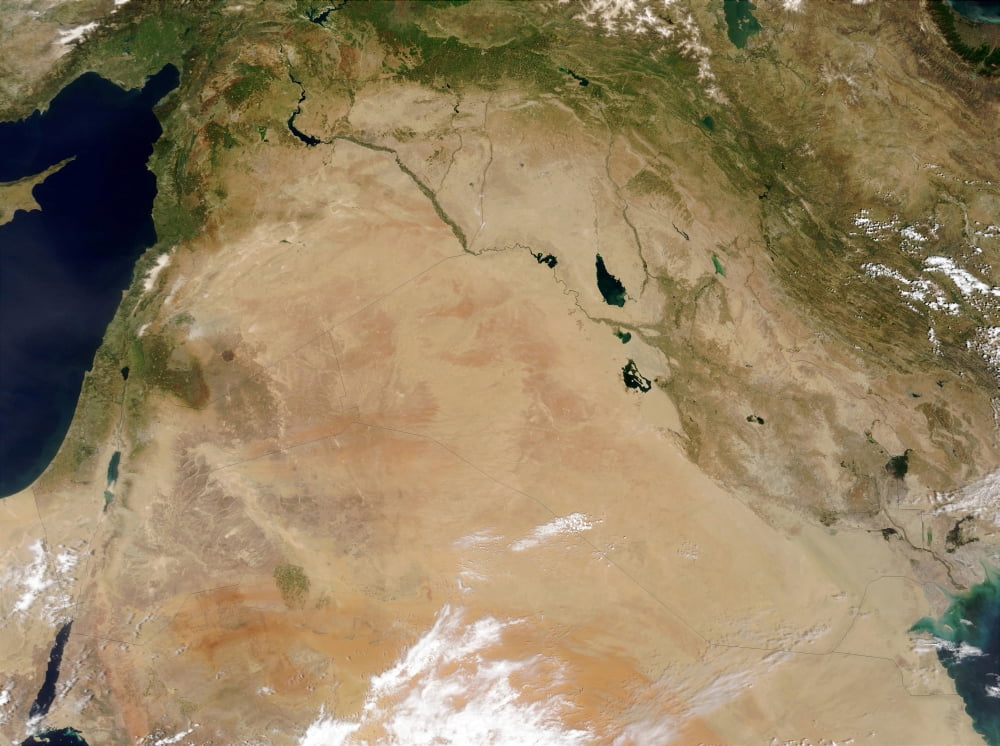Satellite view of the Middle East Canvas Art - Stocktrek Images (32 x 24)