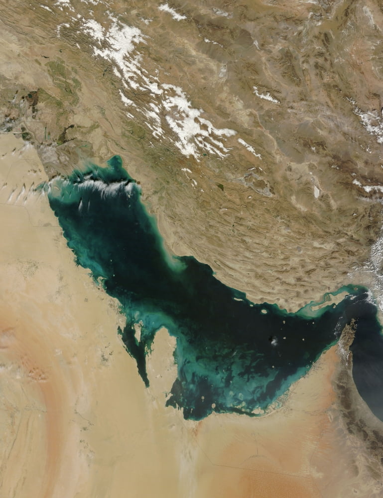 Satellite view of the Persian Gulf Canvas Art - Stocktrek Images (25 x 32)