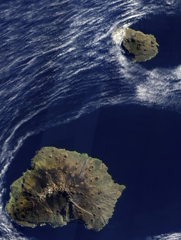 Satellite view of the Prince Edward Islands Canvas Art - Stocktrek Images (25 x 32)