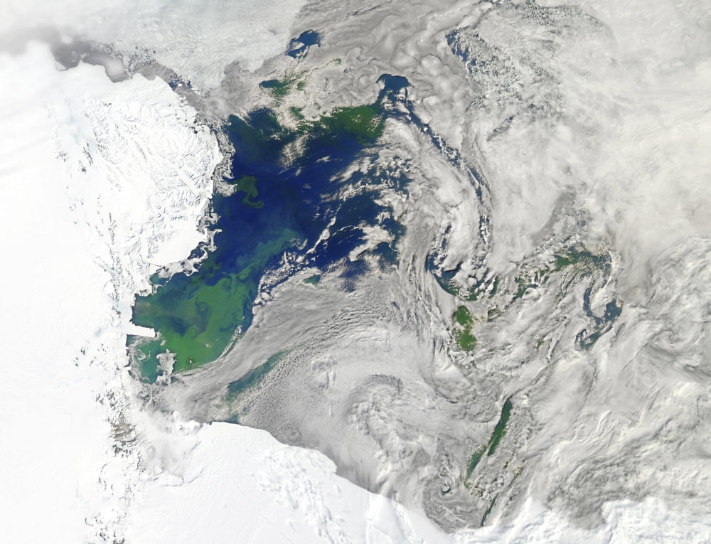 Satellite view of the Ross Sea Antarctica Canvas Art - Stocktrek Images (32 x 25)