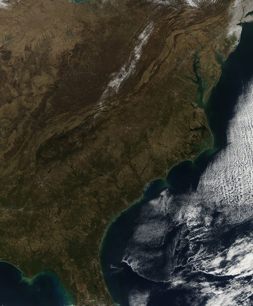 Satellite view of the Southeastern United States Canvas Art - Stocktrek Images (26 x 31)
