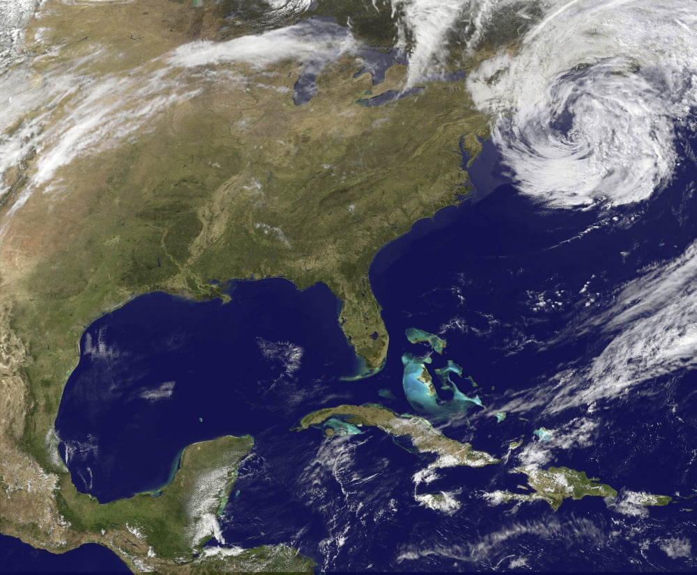 Satellite view of the United States East Coast Canvas Art - Stocktrek Images (31 x 26)