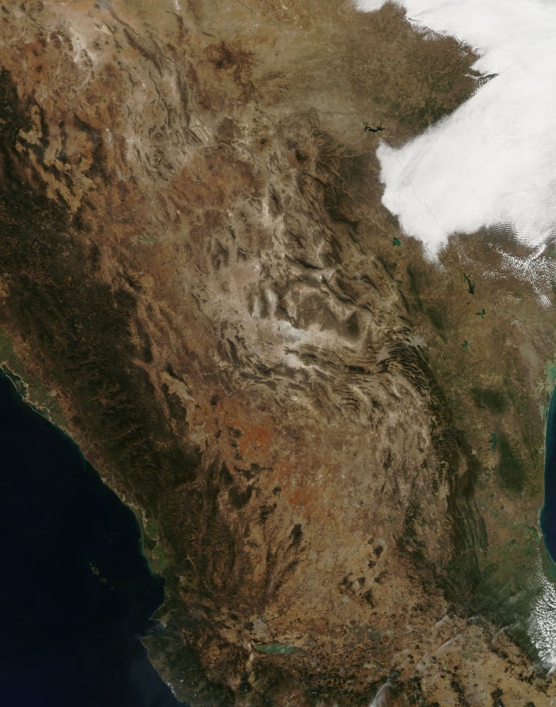 Satellite view of the landscape of central Mexico Canvas Art - Stocktrek Images (25 x 32)