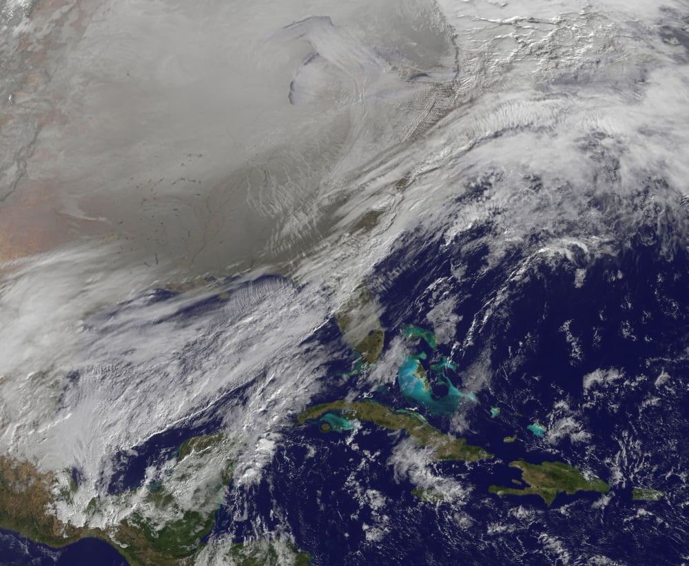 Satellite view the Polar Vortex in the Northern United States Canvas Art - Stocktrek Images (31 x 26)