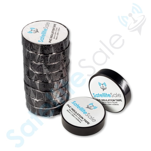 SatelliteSale Black PVC Insulation Tape .75in by 65ft, Pack of 10