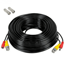 SatelliteSale CCTV Security Camera BNC Cable Siamese Pre-Made 2-in-1 Video and Power Universal Wire PVC Black Cord 50 feet