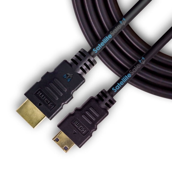 SatelliteSale Digital 1.4 Mini HDMI to HDMI 4K Cable Universal Wire For TVs Home Theaters Projectors PVC Black Cord 15 feet 3 feet