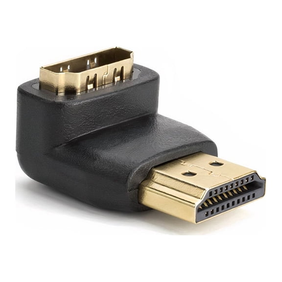 SatelliteSale Digital HDMI Male to Female Right Angle 4K HDR PVC Black Adapter 90 Degree