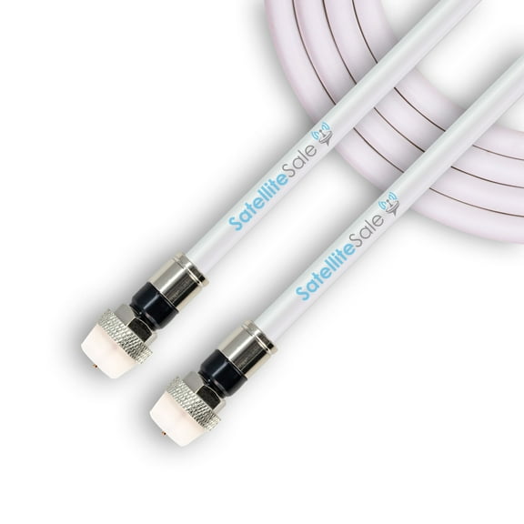 SatelliteSale Digital RG-6/U 75 Ohm Coaxial Cable with F-Type Waterproof Connectors Indoor/Outdoor Universal Wire White Cord 3 feet