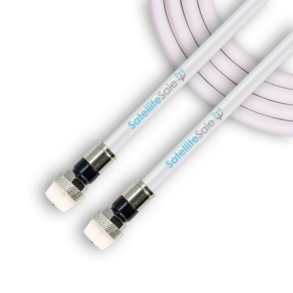 SatelliteSale Digital RG-6/U 75 Ohm Coaxial Cable with F-Type Waterproof Connectors Indoor/Outdoor Universal Wire White Cord 6 feet