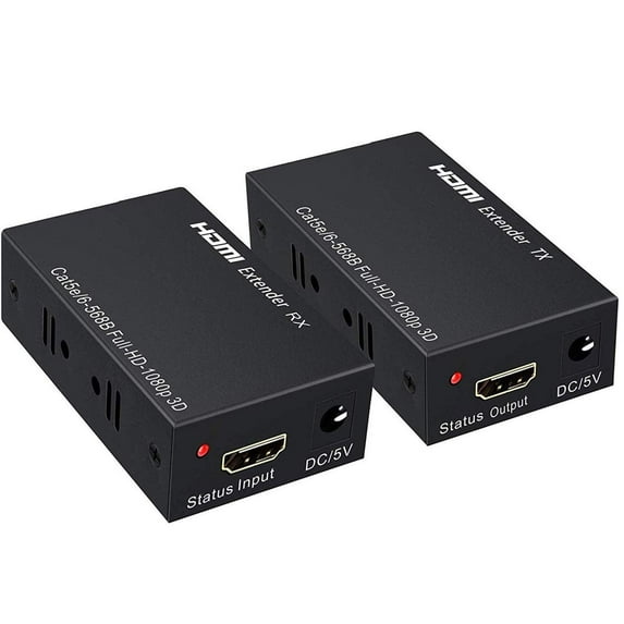 SatelliteSale HDMI Converter Over Ethernet RJ45 Cat 5e/6 Cable Up to 196 feet PVC Black Adapter