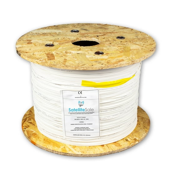 SatelliteSale Indoor Fiber Optic Drop Cable 1000m 3280ft Singlemode 2.8mm Aramide Reinforced White Cord High-Speed FTTH Network Wire for Long Distance Installations