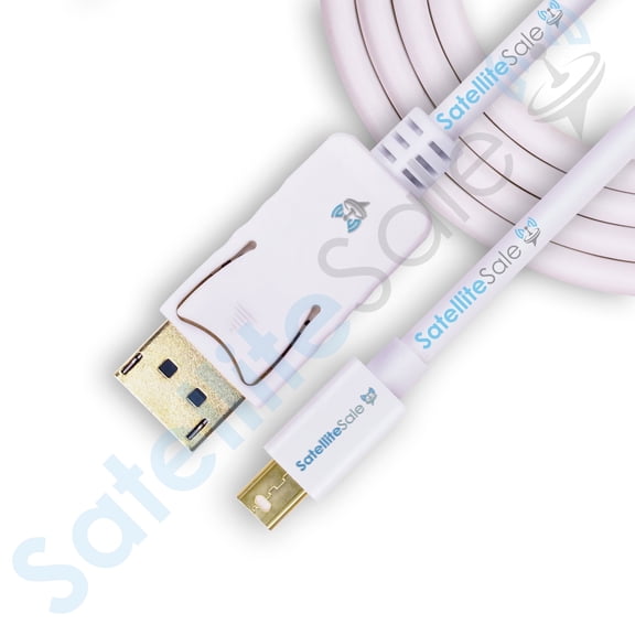 SatelliteSale Mini Display Port to Display Port DP Cable Male to Male Universal Wire PVC Compatible with Computers, Laptops, Monitors, White Cord White Cord 15 feet