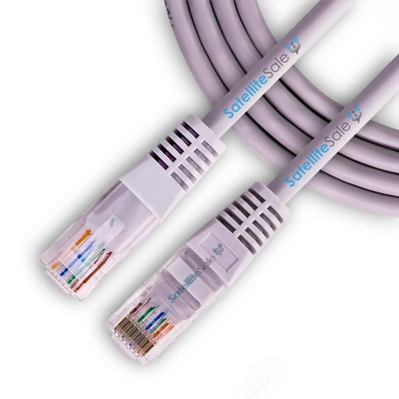 SatelliteSale RJ45 Cat-5e Network Ethernet UTP 4 Path Internet Cable 100 MHz 1000 Mbps Universal Wire Gray Cord 25 feet