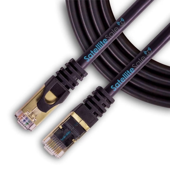 SatelliteSale RJ45 Cat-7 Network Ethernet SSTP Internet Cable 600 MHz 10 Gbps Universal Wire Black Cord 3 feet