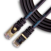 SatelliteSale RJ45 Cat-7 Network Ethernet SSTP Internet Cable 600 MHz 10 Gbps Universal Wire Black Cord 6 feet