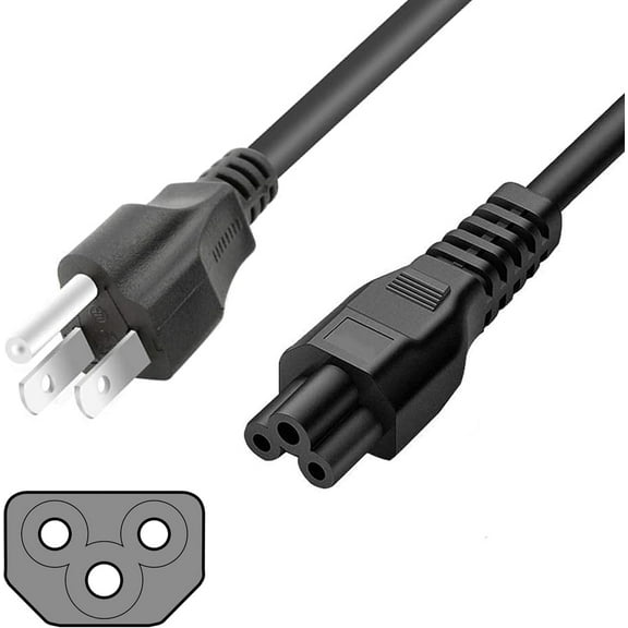 SatelliteSale UL Certified Universal Heavy Duty Computer Power Cable Male NEMA 5-15P to Female IEC C5 Universal Wire Black PVC Cord 1 feet