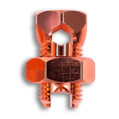 SatelliteSale UL-Listed Bonding Lugs High Conductivity Copper Coated Brass Grounding Split Bolt Connectors Size #4 Pack of 10 Pieces