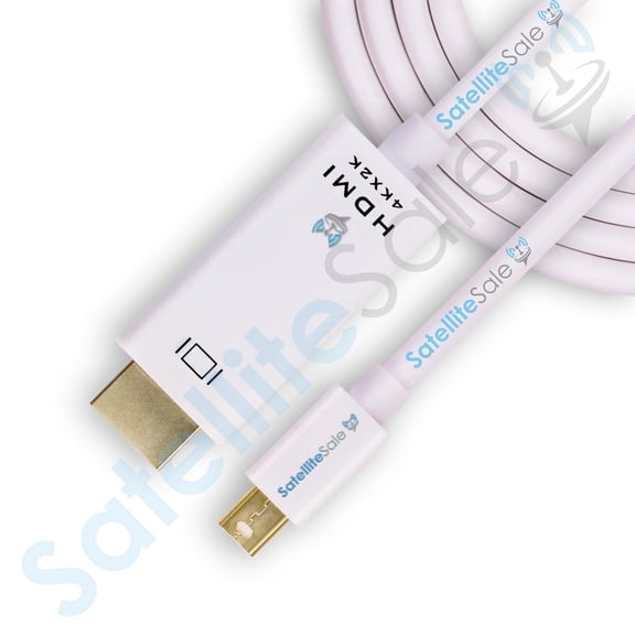 SatelliteSale Uni-Directional Mini DisplayPort to HDMI Cable Male to Male Universal Wire PVC Compatible with Computers Mac Laptops Monitors White Cord 6 feet