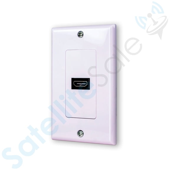 SatelliteSale Universal HDMI 1.4 Single Wall Plate Female to Female White With Screws and Wall Bracket Included
