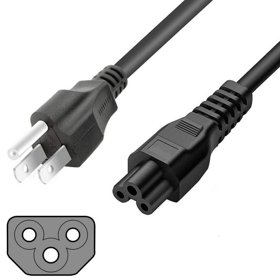 SatelliteSale Universal Heavy Duty UL Certified Computer Power Cable Male NEMA 5-15P to Female IEC C5 Universal Wire Black PVC Cord 15 feet