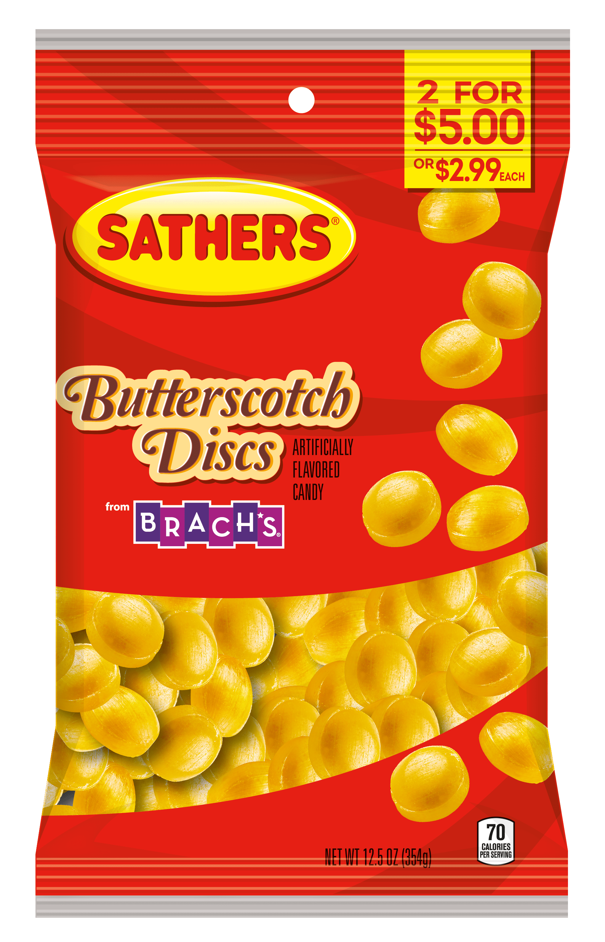 Sathers Butterscotch Discs Hard Candy, 12.5 Ounce Bag