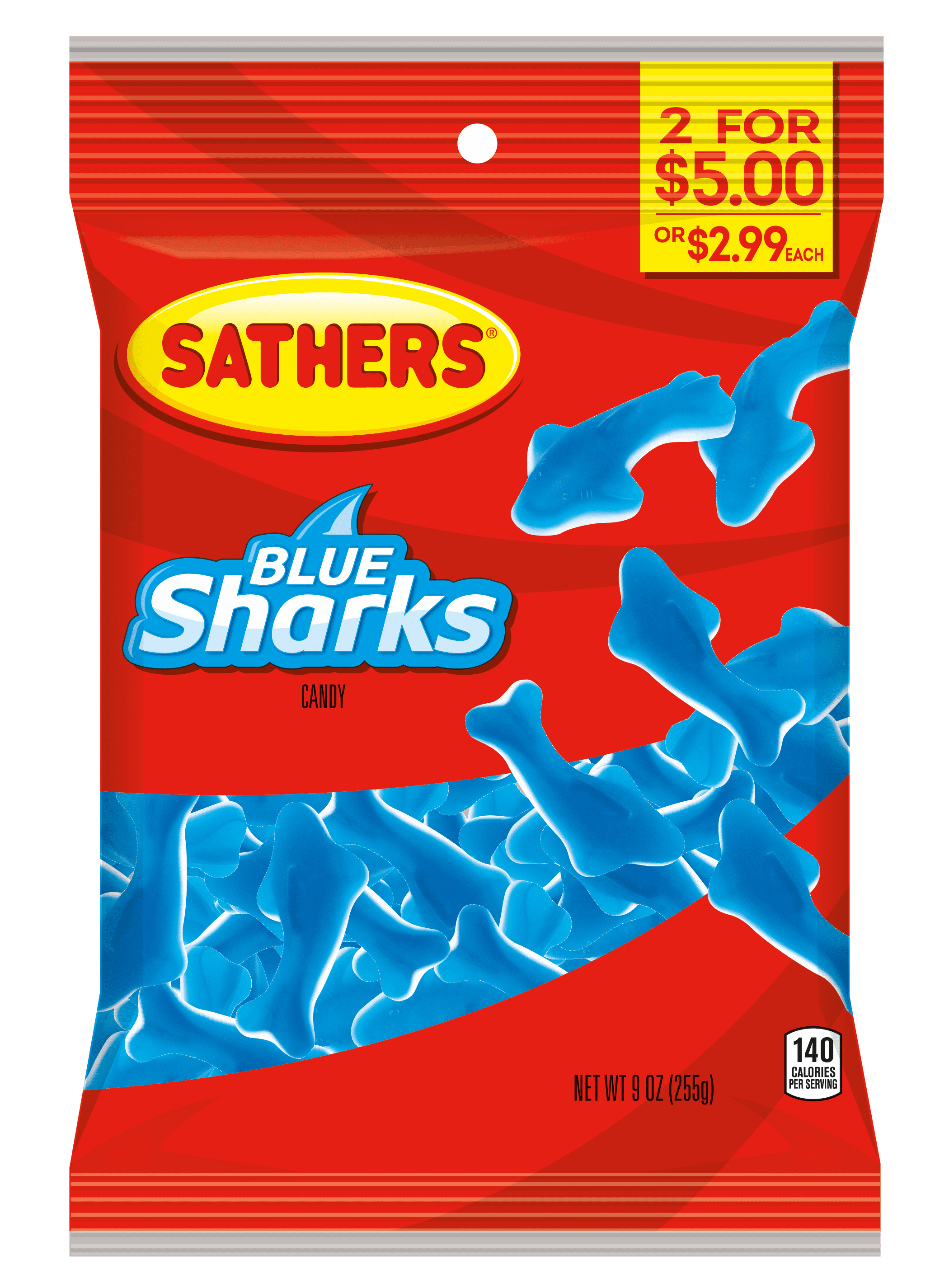 Sathers Gummello Blue Sharks Gummy Candy, 9 Oz