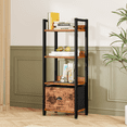 thumbnail image 1 of Satifur 4 Tier Ladder Bookcase with Removable Drawer Tall Standing Bookshelf,Black Oak, 1 of 6