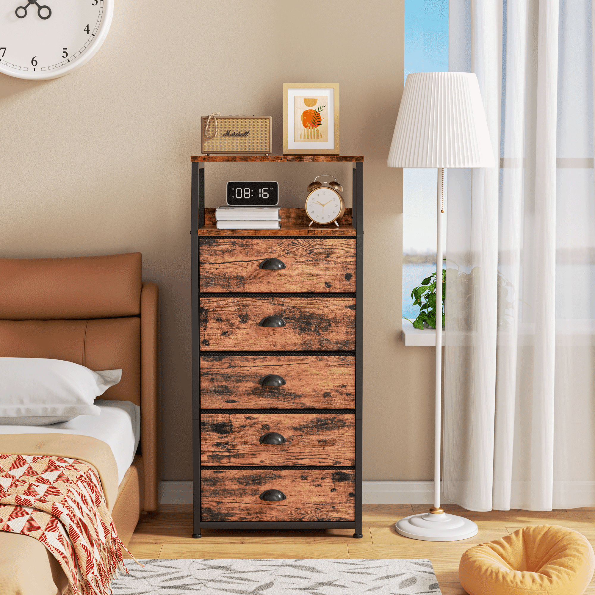 white christmas dresses Anton Mid-Century Solid Wood with Walnut Finish 6-Drawer Dresser